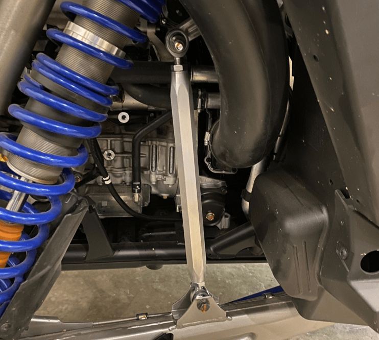 Polaris Pro R Sway Bar Link by AJK Offroad Side View in Stainless Steel 