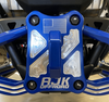 Polaris Pro R / Turbo R Billet Radius Rod Plate / Pull Plate by AJK Offroad Close Up of Blue Plate Installed on Vehicle