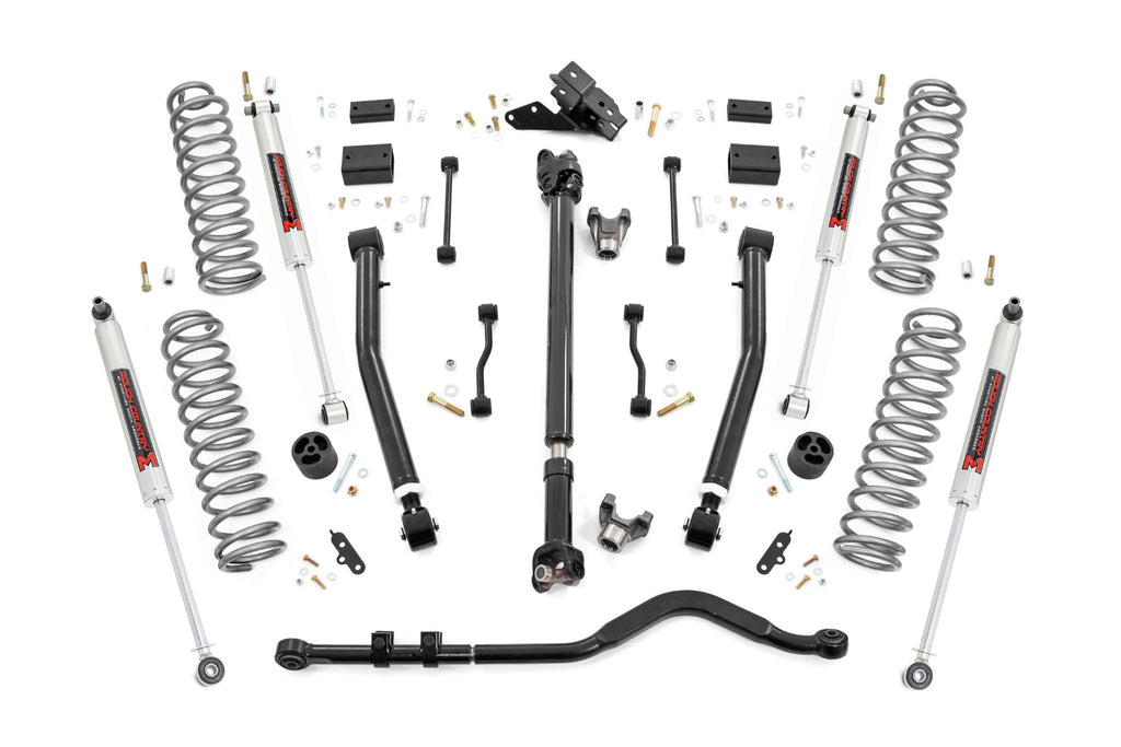 Rough Country | 3.5 Inch Lift Kit | Adj Lower | FR D/S | M1 | Jeep Wrangler JL 4WD (18-23) | 62840