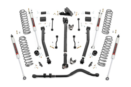 Rough Country | 3.5 Inch Lift Kit | Adj Lower | FR D/S | M1 | Jeep Wrangler JL 4WD (18-23) | 62840