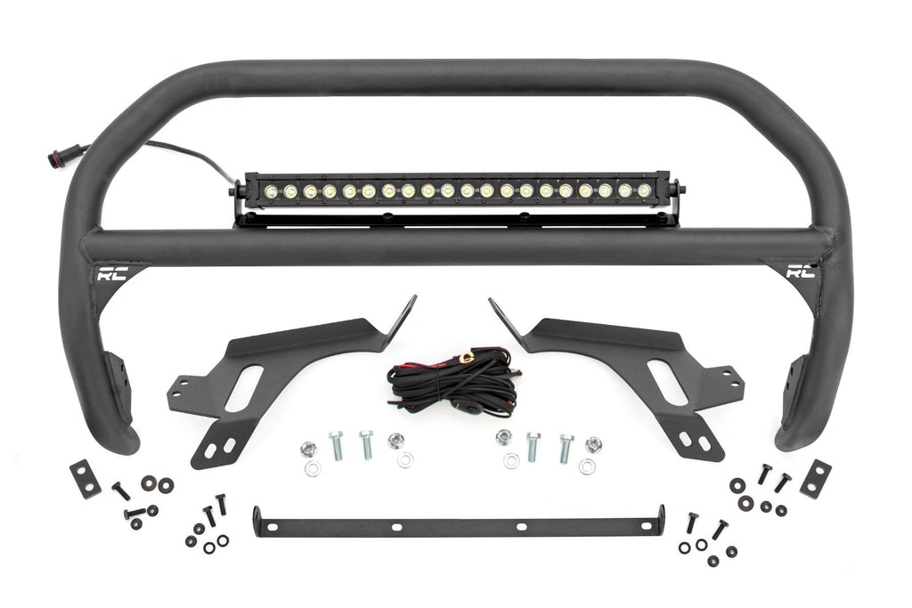 Rough Country | Nudge Bar | w/ Tow Hooks | 20 Inch BLK DRL Single Row LED | Ford Bronco Sport (21-24) | 51156
