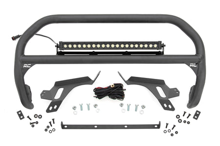 Rough Country | Nudge Bar | w/ Tow Hooks | 20 Inch BLK DRL Single Row LED | Ford Bronco Sport (21-24) | 51156