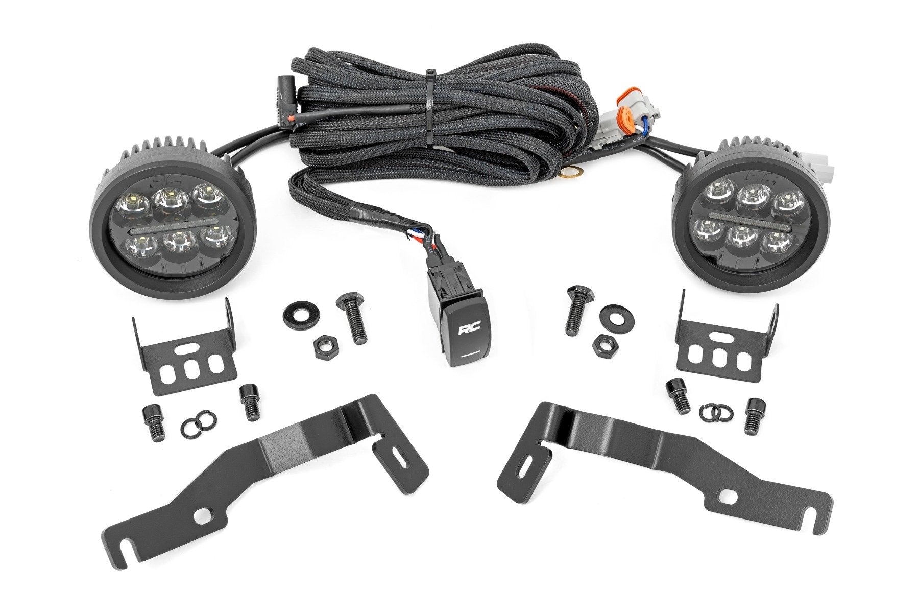 LED Light Kit | Ditch Mount | Black Series Round | 3.5 Inch | Amber DRL | Toyota Tacoma (24-25) | 72106
