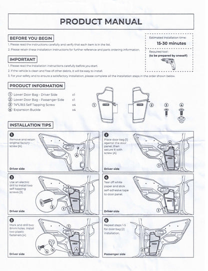 Polaris General 1000 2/4 seater Front Lower Door Bags (2016-2025)