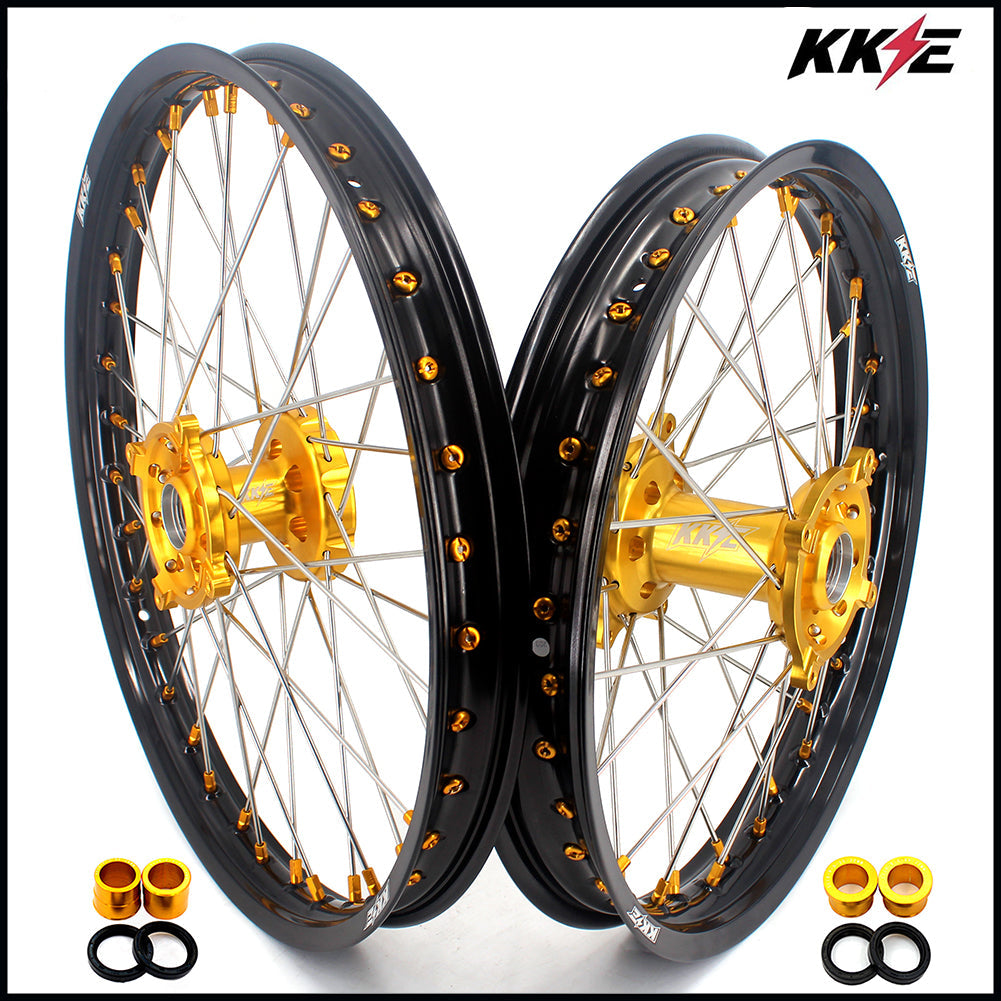 KKE 21 & 18 Enduro Rims for Suzuki RMZ250 2007-2018 RMZ450 2005-2017 Gold Nipple