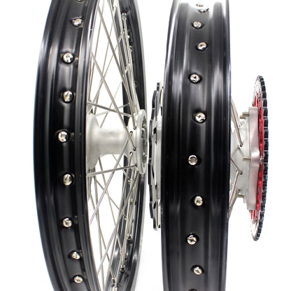 KKE 21 & 18 Casting MX Rims for Honda XR400R 96-04 XR600R 91-2000 240MM/220MM Disc Silver&Black