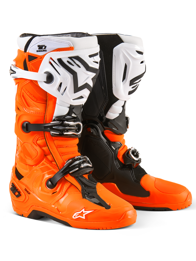 Alpinestars Tech 10 Enduro Boots - Orange Fluo/Black/White (Part Number: 2010025-4512-10)