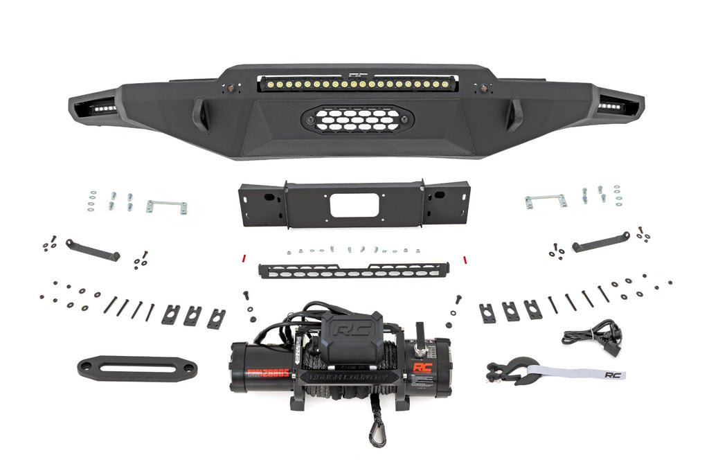 Rough Country | Hybrid Front Bumper | 12000S | Blk LED w/ Amber DRL | Toyota Tundra (22-26) | 72009