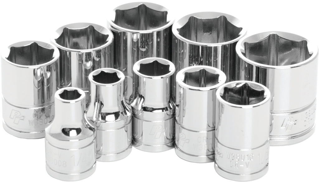 Performance Tool W38002 10 Pc 3/8" SAE Socket Set - Shallow Design