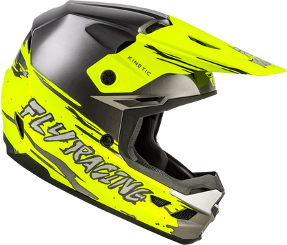 Fly Racing Kinetic Surge Youth Helmet – Grey / Hi-Vis Yellow