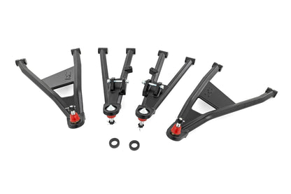 Rough Country | Aluminum Control Arms | High Clearance w/ 2" Forward Offset | Honda Pioneer 1000-6 | 92093BLK
