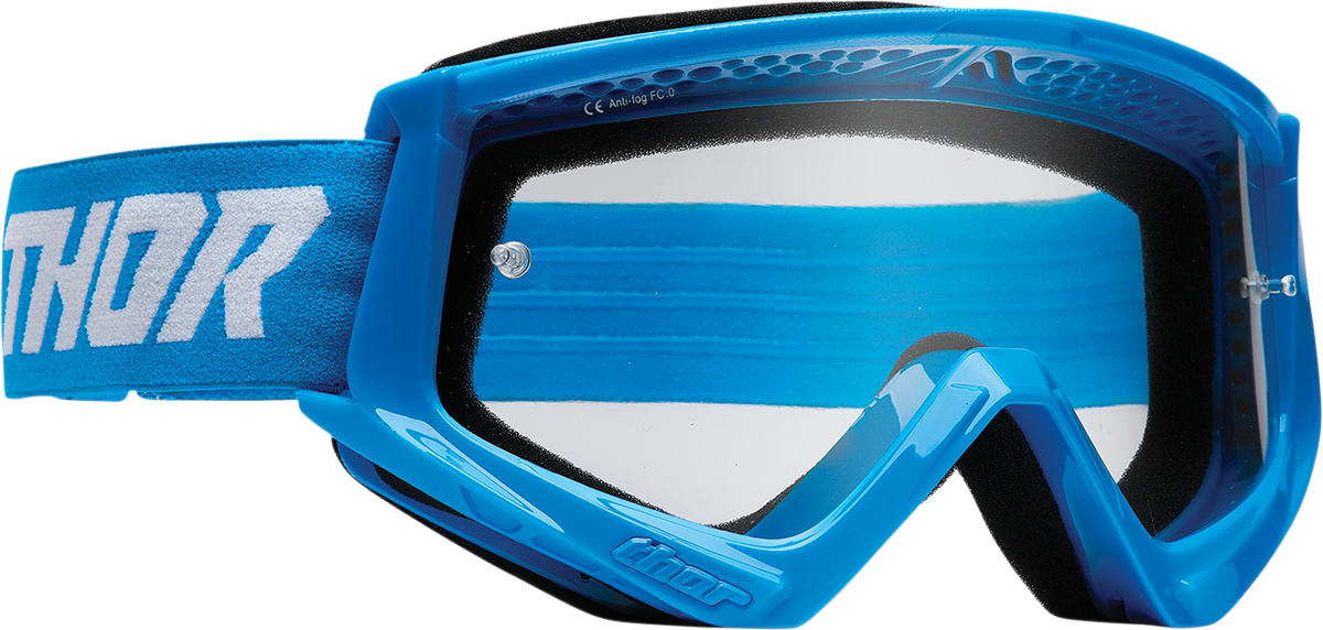 THOR Combat Goggle - Racer - Blue/White - Clear Lens 2601-2708