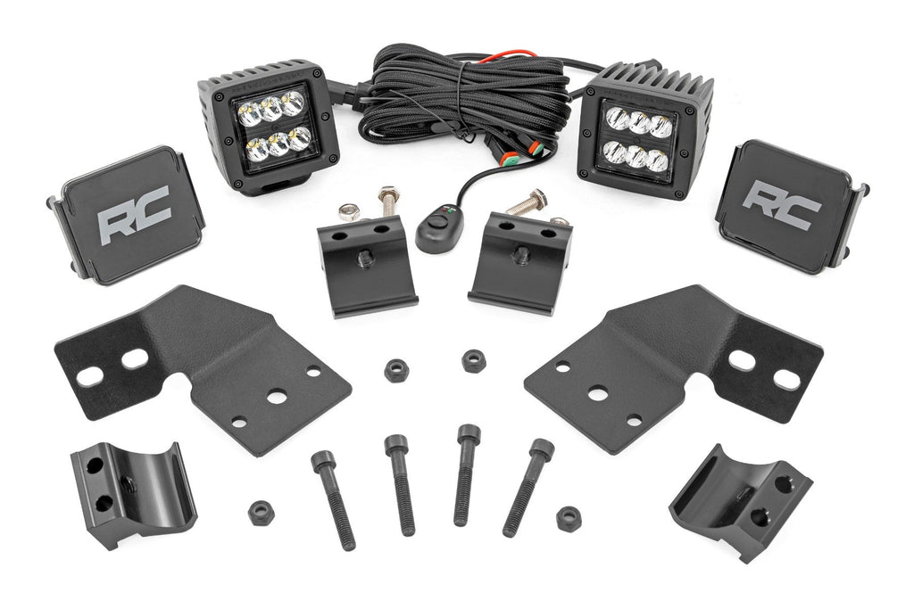 Rough Country | LED Light Kit | Front Mount | 2" Black Pair | Polaris XPEDITION XP  | 93301