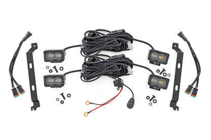 Rough Country | LED Fog Light Kit | 3x1.75 Inch Black Series Slim Aux | Toyota Tacoma (24-26) | 72119