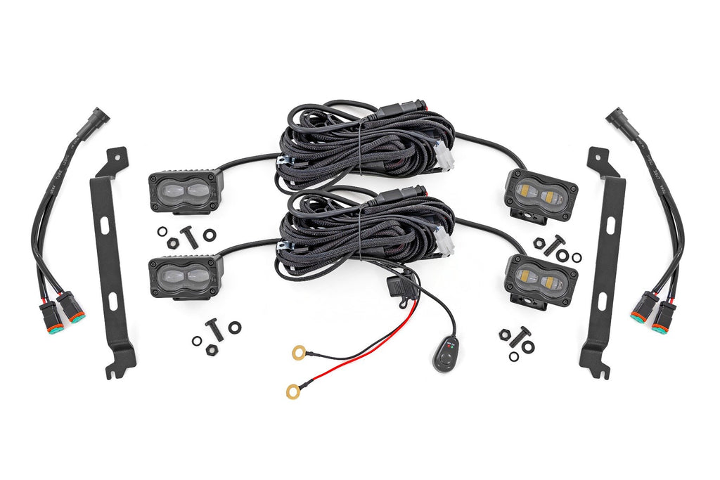 Rough Country | LED Fog Light Kit | 3x1.75 Inch Black Series Slim Aux | Yellow | Toyota Tacoma (24-26) | 72120