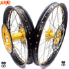 KKE 21 & 19 MX Rims for Suzuki RMZ250 2007-2025 RMZ450 2005-2025 Gold Nipple