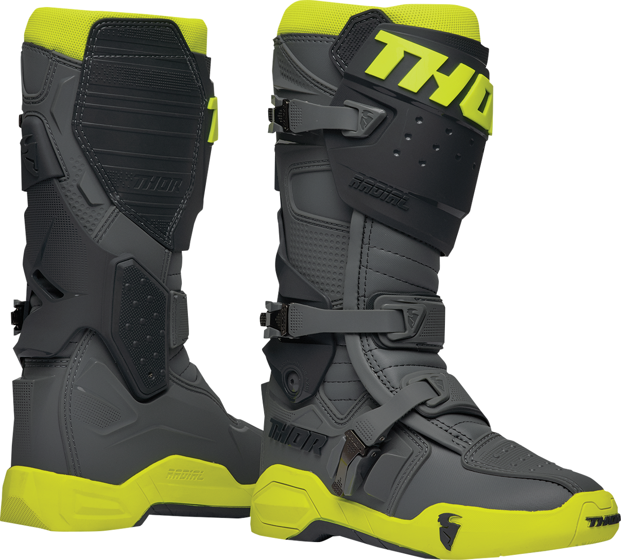 THOR Radial Boots - Gray/Fluorescent Yellow - Size 12 3410-2750