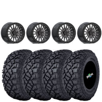 Valor Offroad V06 Brushed Gunmetal Beadlocks mounted on 32x10-15 Kenda Klever XT