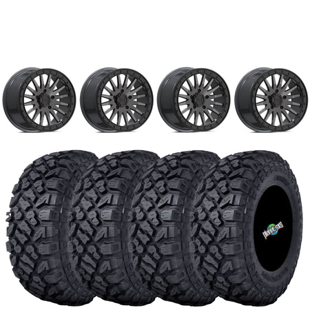 Valor Offroad V06 Brushed Gunmetal Beadlocks mounted on 32x10-15 Kenda Klever XT