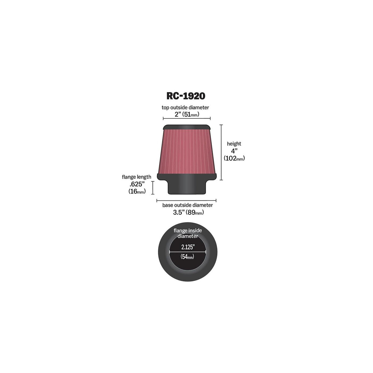 Air Filter Universal 54mm Flange