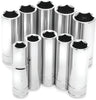 Performance Tool W38402 10 Pc 3/8" Met Socket Set Deep