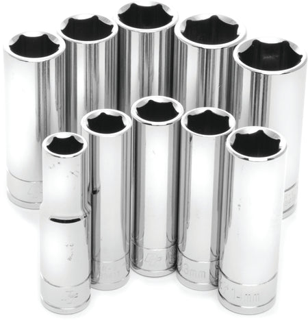 Performance Tool W38402 10 Pc 3/8" Met Socket Set Deep