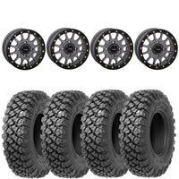 System 3 SB5 Beadlock Wheels Gunmetal Gray on Valor Alpha Tires – UTV Wheel & Tire Kit (Set of 4) 4/137