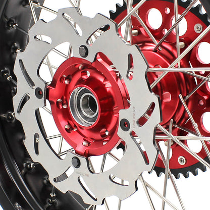 KKE 17 inch Supermoto Wheels Rims for HONDA XR650L 1993-2025 Red Hub Discs