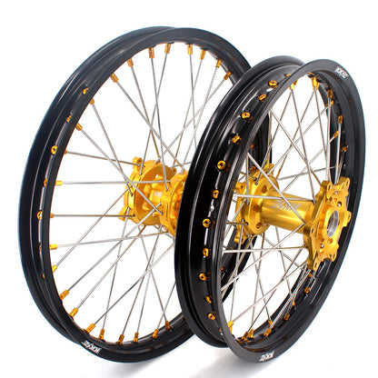 KKE 21 & 19 MX Rims for Suzuki RMZ250 2007-2025 RMZ450 2005-2025 Gold Nipple