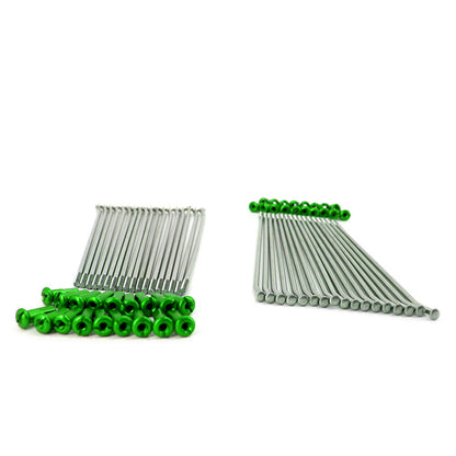 KKE 1.6*21 Front Spoke Set for KAWASAKI KX250F 05-18 KX450F 07-18 Green Alloy Nipple