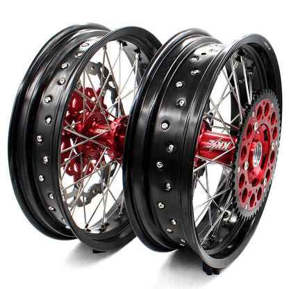 KKE 17 inch Supermoto Wheels Rims for HONDA XR650L 1993-2025 Red Hub Discs