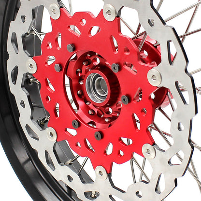 KKE 17 inch Supermoto Wheels Rims for HONDA XR650L 1993-2025 Red Hub Discs