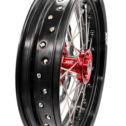 KKE 17 inch Supermoto Wheels Rims for HONDA XR650L 1993-2025 Red Hub Discs