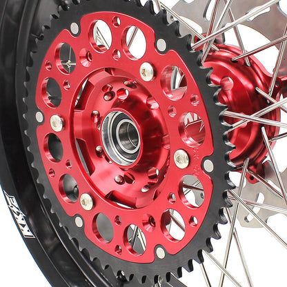 KKE 17 inch Supermoto Wheels Rims for HONDA XR650L 1993-2025 Red Hub Discs