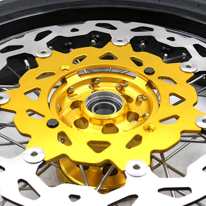 KKE 3.5 & 4.25*17inch Supermoto Rims Tires for SUZUKI RMZ250 2007-2025 RMZ450 2005-2025 Gold