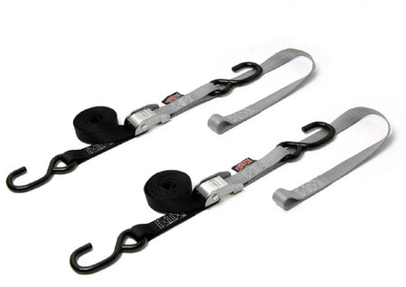 Tie Down Cam S Hook Soft Tye 1"X6' Black/Silver Pair