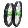 KKE 21 & 19 MX Wheels for Kawasaki KX250F 2019 and 2021 Green Nipple(2020 Excluded)
