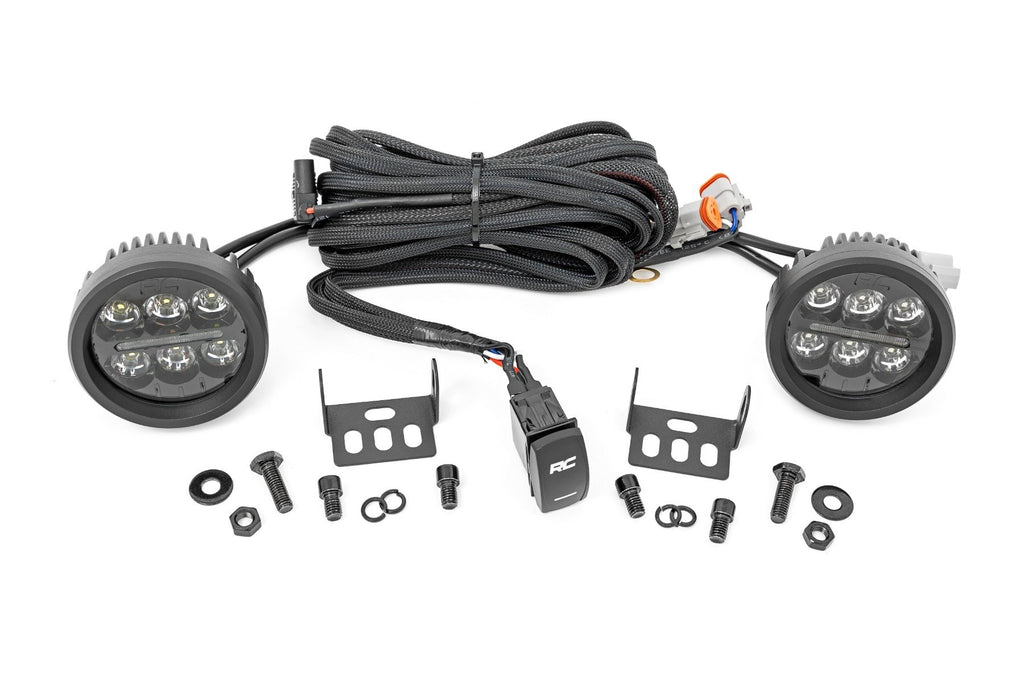 Rough Country | Black Series Round LED Light Pair | 3.5 Inch | Amber DRL | 70900A