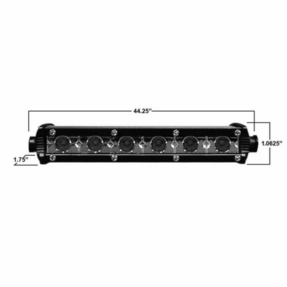 Ultra Slim Single Row 44.25" Light Bar by AJK Offroad Close Up of Specs