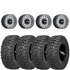Metal FX Delta Beadlock Wheels (Black Contrast Cut) on Sedona Trail Saw Tires – UTV Wheel & Tire Kit
