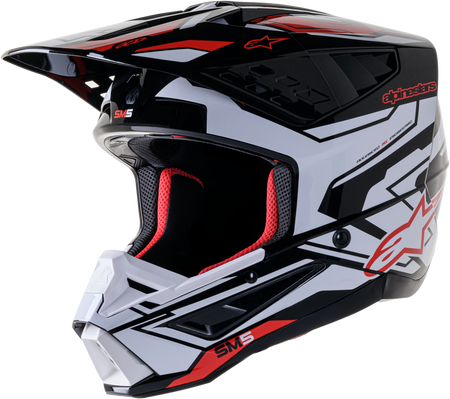 S M5 Action 2 Helmet Blk/Wht/Brt Rd Glossy Sm