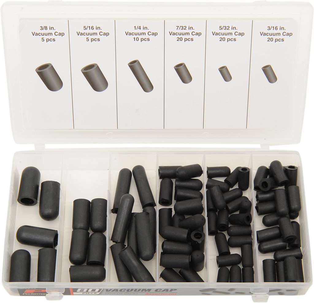 PERFORMANCE TOOL W5232 Vacuum Caps Assortment - 80-Piece Set