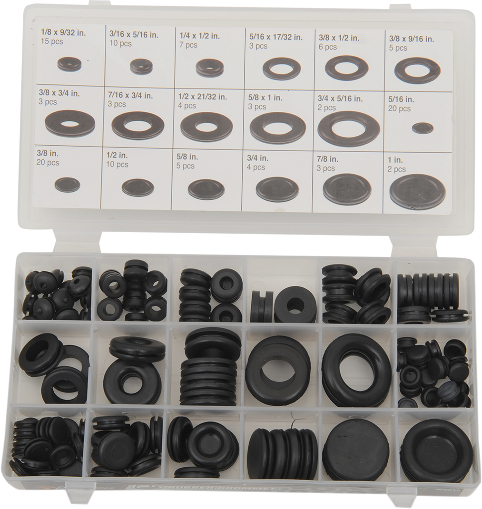 Performance Tool W5214 Grommet Assortment - 125-Piece Rubber Grommet Set