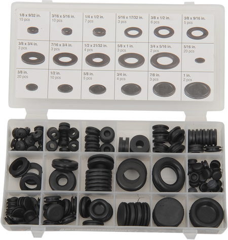 Performance Tool W5214 Grommet Assortment - 125-Piece Rubber Grommet Set