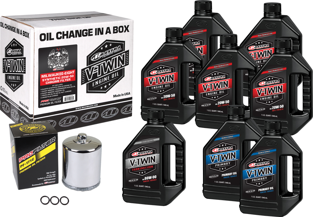 V Twin Syn Oil Change Kit M8 Chrome Filer