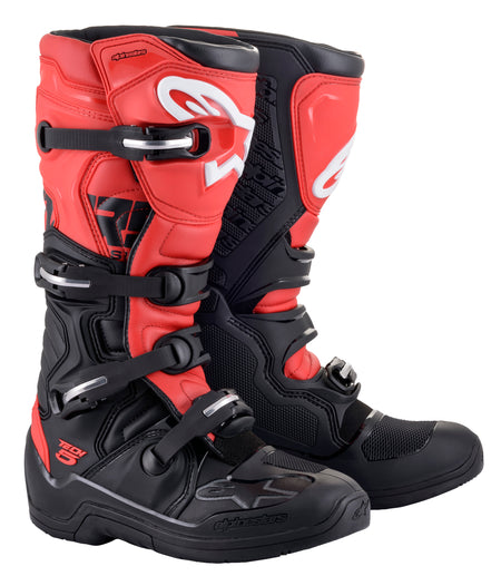 Alpinestars Tech 5 Boots Black/Red Size 12 - Advanced Motocross Footwear