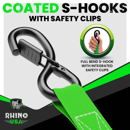 Rhino USA Medium Duty Ratchet Strap Tie-Down 4-Pack (Black)