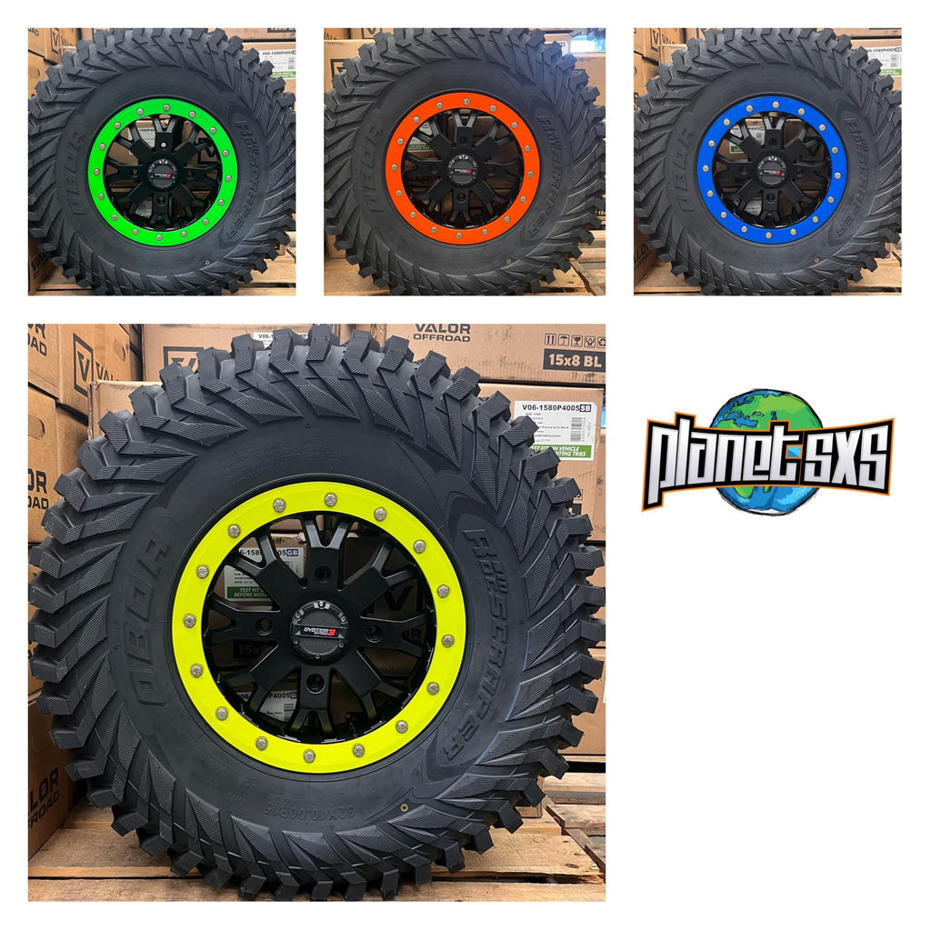 System 3 Sb4 beadlocks matte blk with colored rings on Obor Roc Scraper