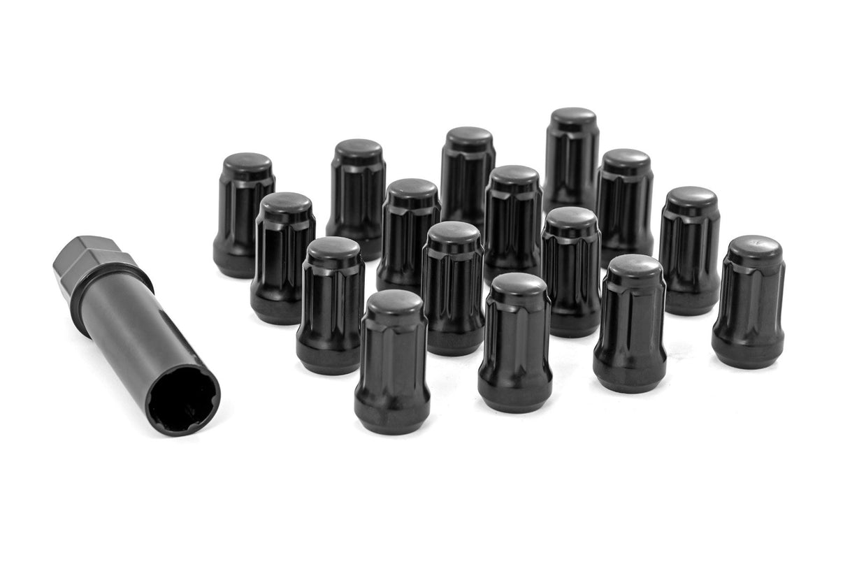 Lug Nut Set | M12x1.5 | 16 Qty | Splined | Black | 3807BLK