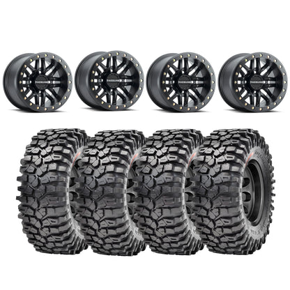 Raceline Ryno Beadlock Wheels + Maxxis Roxxzilla Tires (Mounted Kit)